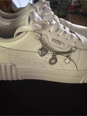 Puma All-White Platform Leather Sneakers